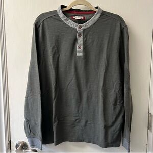 Men's Charcoal Henley Long Sleeve Shirt